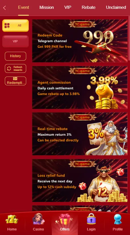 real cash rewards in 7C Game