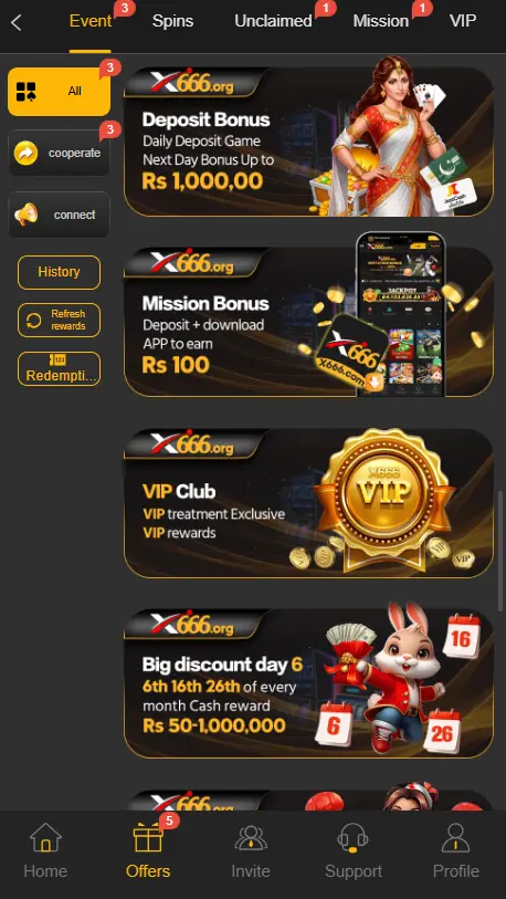 X666 Game Deposit bonus