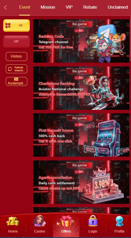 6E Game rewards & bonuses.