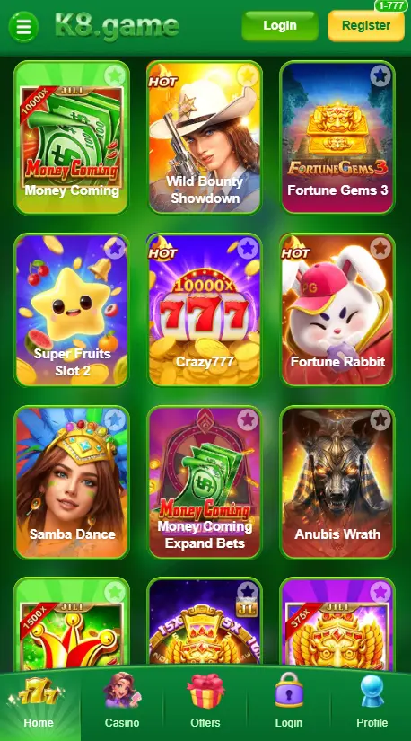 available games in K8 Game