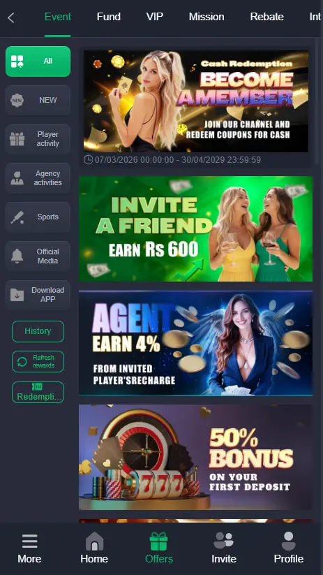 In App Rewards & bonuses in HQ177 WIN Game