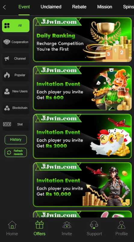 JJWIN APP Rewards & Bonus