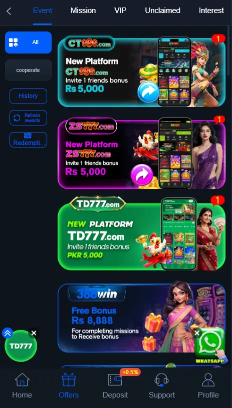 In App Rewards & Bonuses in 388win Game