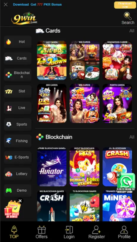 Available Games in 9WIN Game