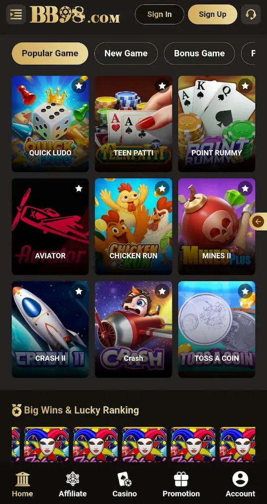 BB98 Game top ten Popular Games