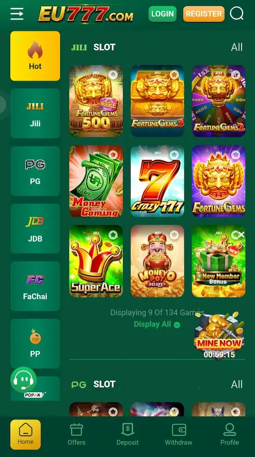 Games in EU777 Game App